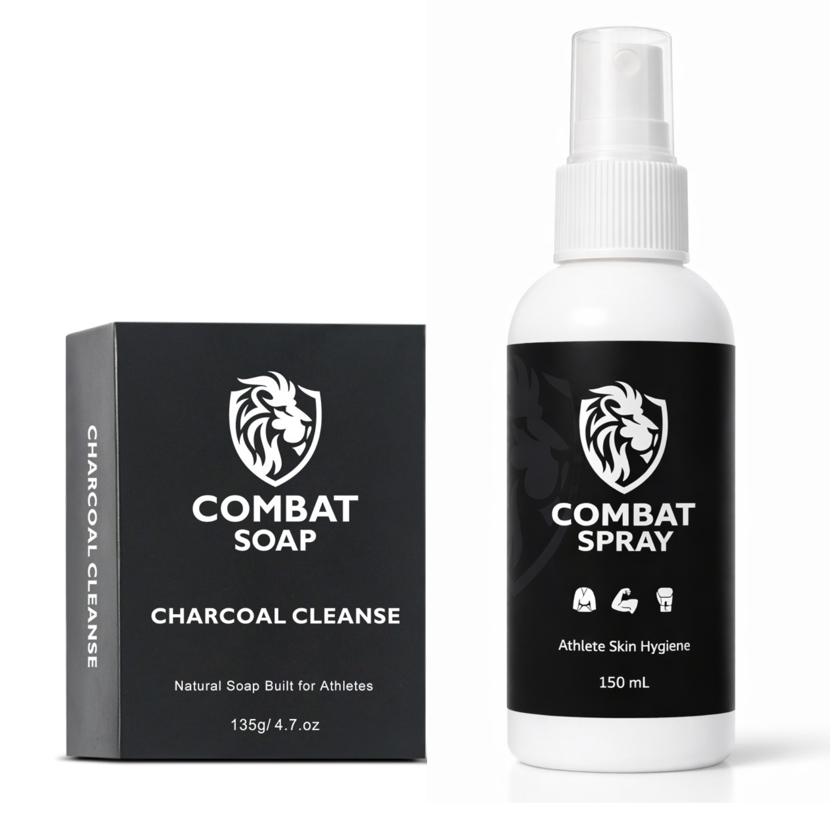 Combat Soap and Combat Spray packaging on a white background