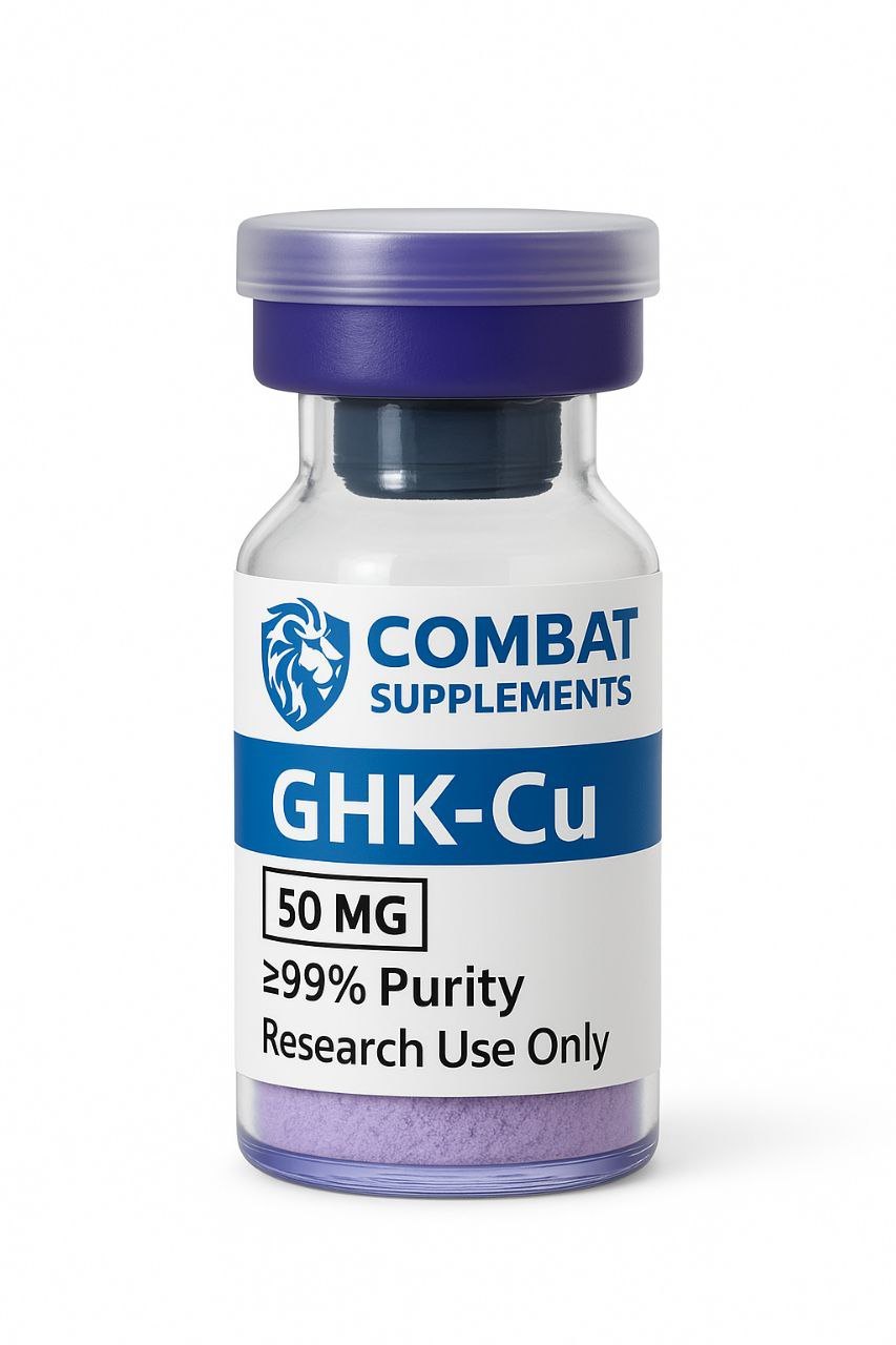 Combat Supplements GHK-Cu supplement bottle on a white background